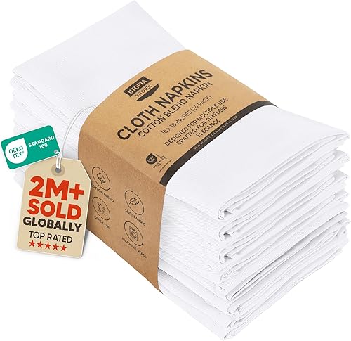 Vista 203 de Utopia Kitchen - Servilletas de tela color gris acero, 12 unidades, 18 x 18 pulgadas, mezcla de algodón, lavables y reutilizables, para hotel