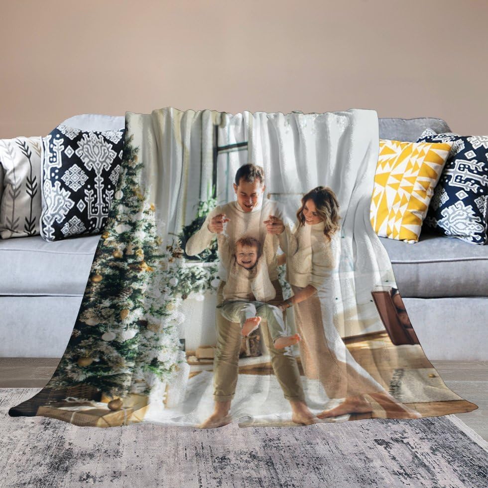 Miniatura 5 de Manta personalizada para mujeres y hombres, diseño de imagen propia y texto, manta personalizada para cumpleaños, Navidad, Halloween, padres, regalo