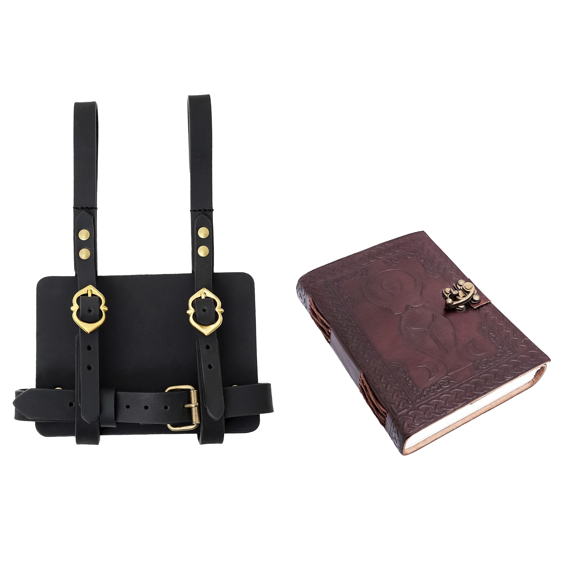 Lord of Battles Adventurer's Book or Diary Holder Handcrafted from Genuine Leather 13x18cm (Leather Journal with Black Holder)