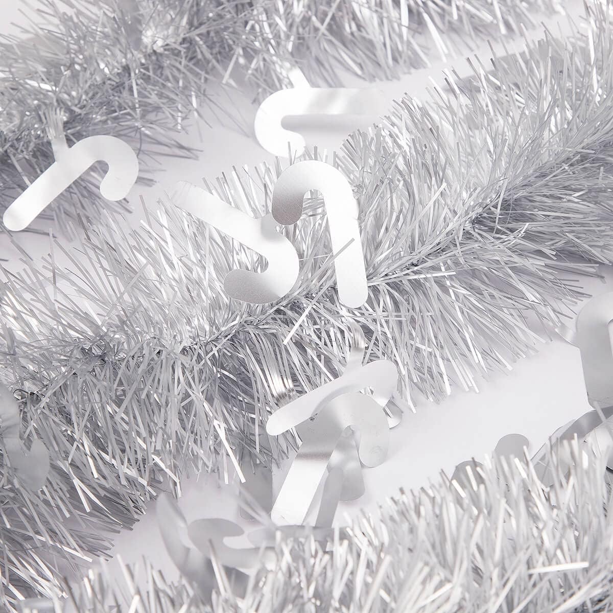 ARCCI Christmas Tinsel Garland with J Character for Xmas Holiday Decoration (Silver)