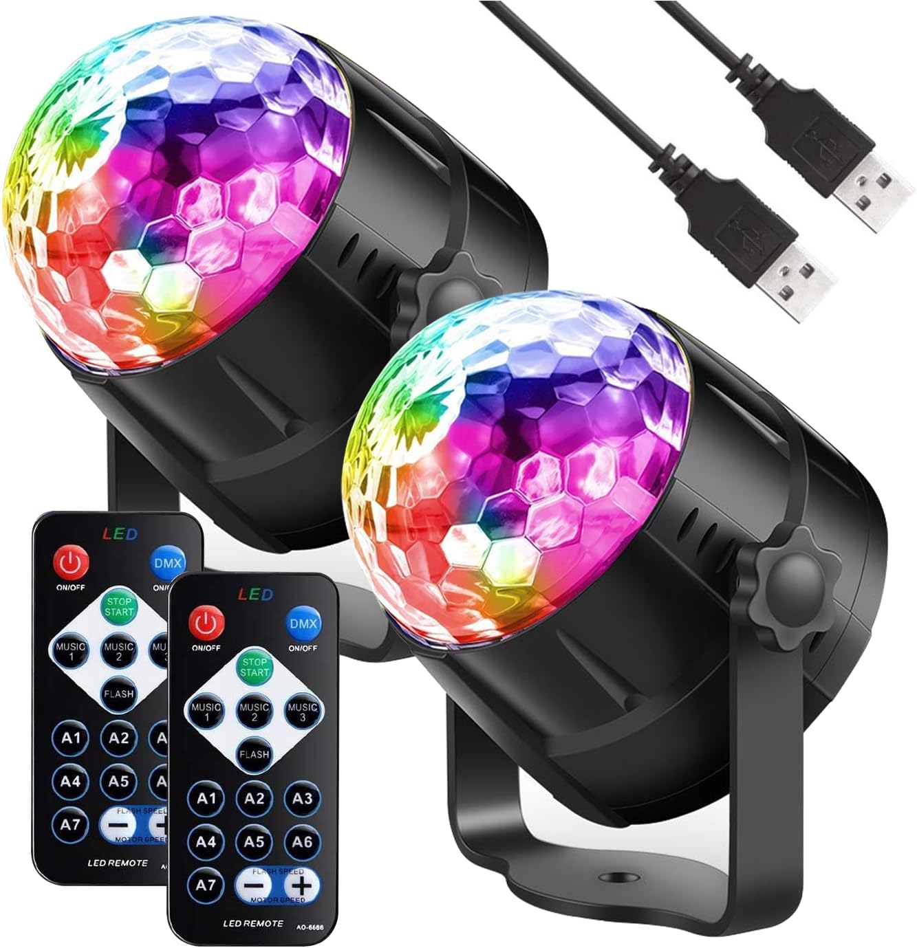 Party Lights Disco Ball LED Strobe Lights Sound Activated, RBG Disco Lights,dj Lights,USB Powered Stage Light for Home Room Dance Parties Birthday Bar Karaoke Xmas Wedding Show Club