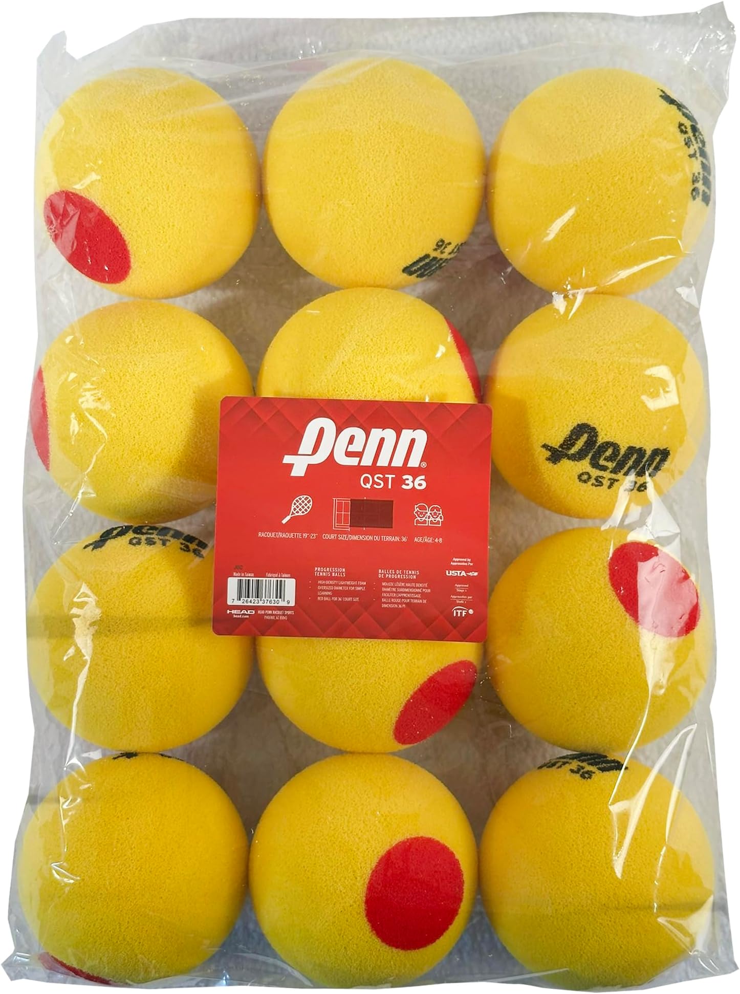 Penn QST 36 Tennis Balls - Youth Foam Red Tennis Balls for Beginners