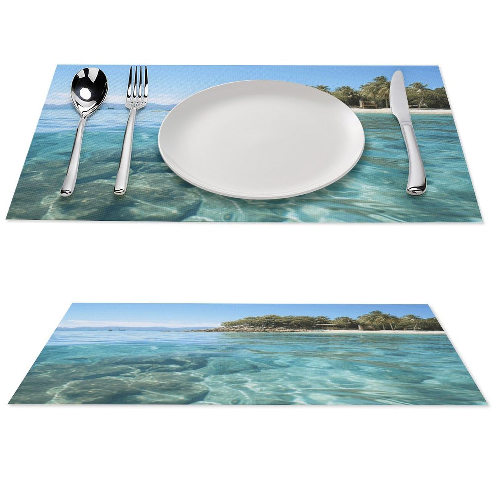 Sets de table Fidji Island and Clear Sea en PVC lavables 6 pièces