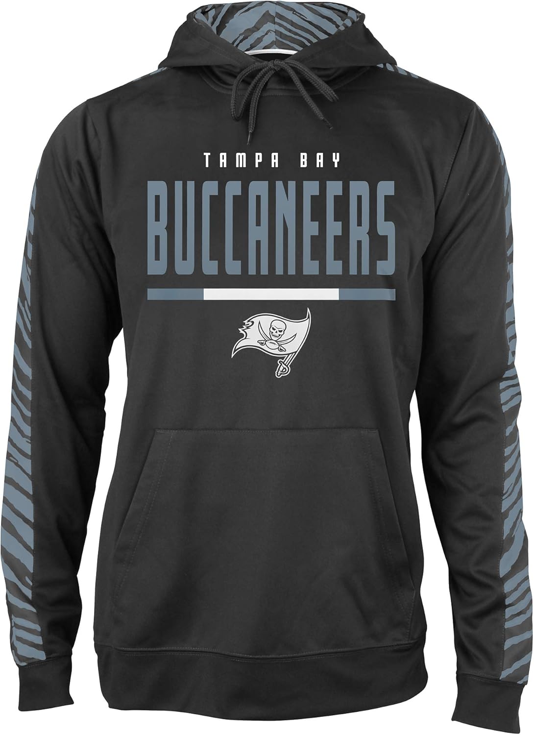 Zubaz NFL Men's Fleece Hoodie with Zebra Tonal Sleeve Panel (Small - 5X-Large)