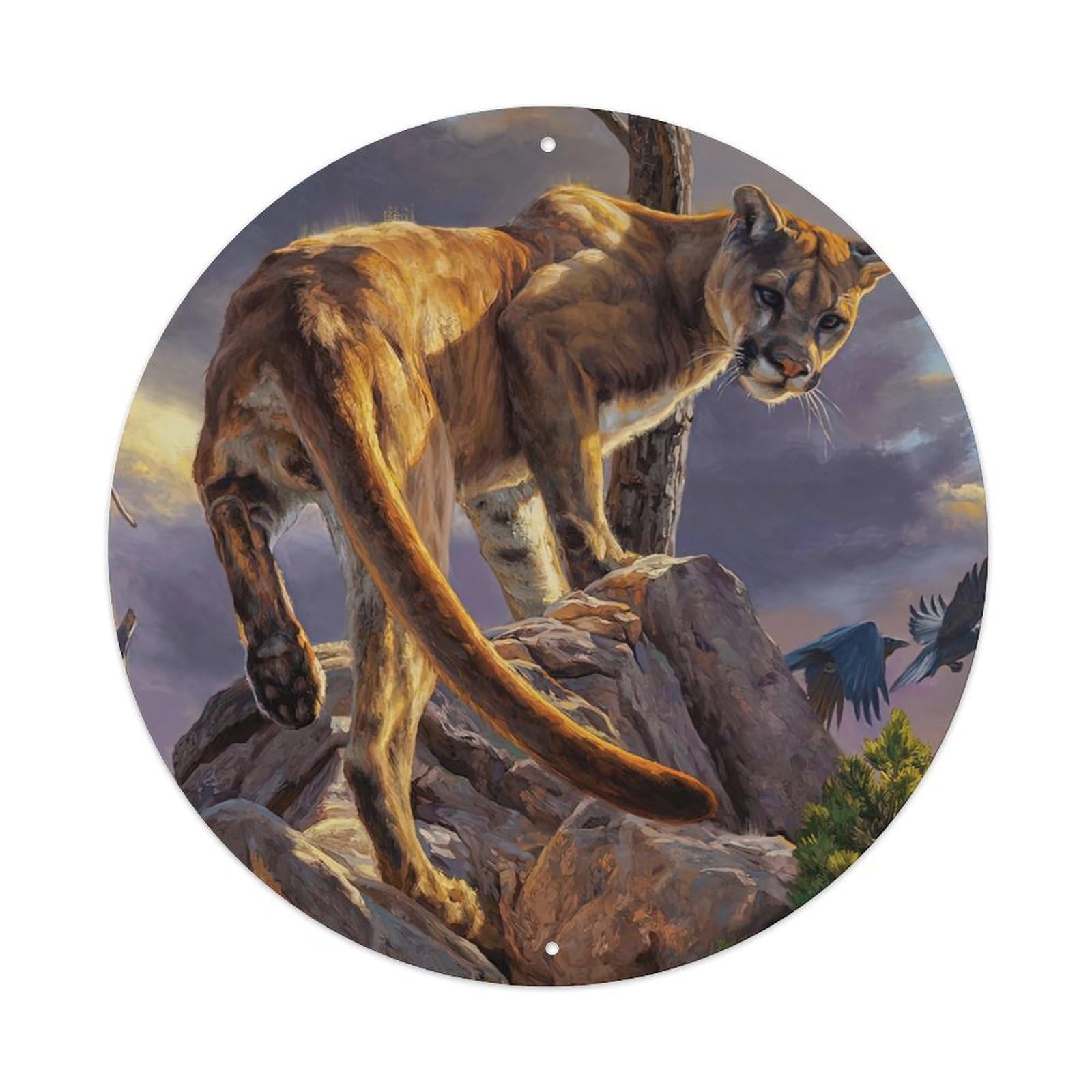 Animal Artwork Leopard on The Mountaintop Metal Tin Sign