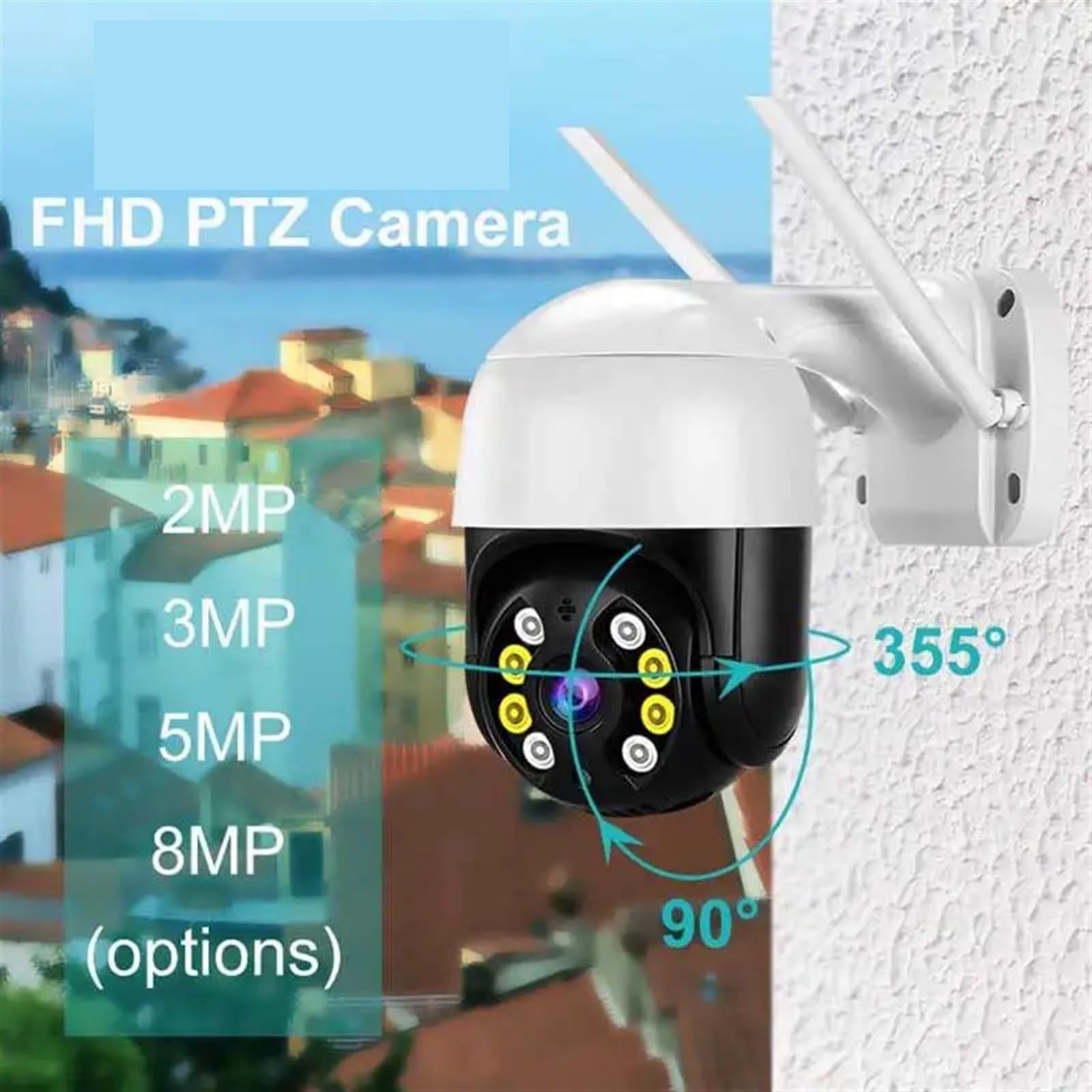 Kamera IP CCTV 4K 8MP Inteligentna kamera PTZ Wi-Fi 5x Zoom cyfrowy AI Wykrywanie człowieka Bezprzewodowa ochrona bezpieczeństwa w domu(2MP NO SD Card)