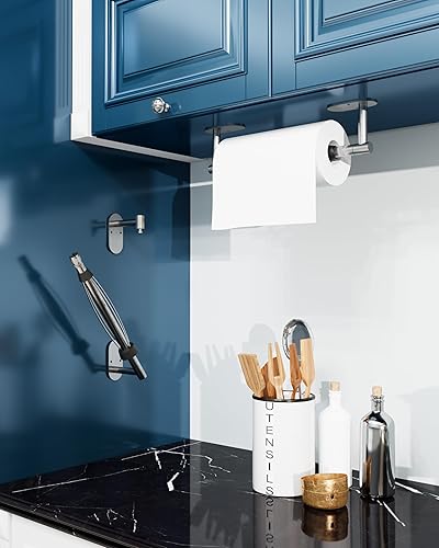 Miniatura 2 de BATHDANCE Soporte para toallas de papel debajo del gabinete, soporte de rollo operable con una sola mano con efecto de amortiguación, sin taladrar o
