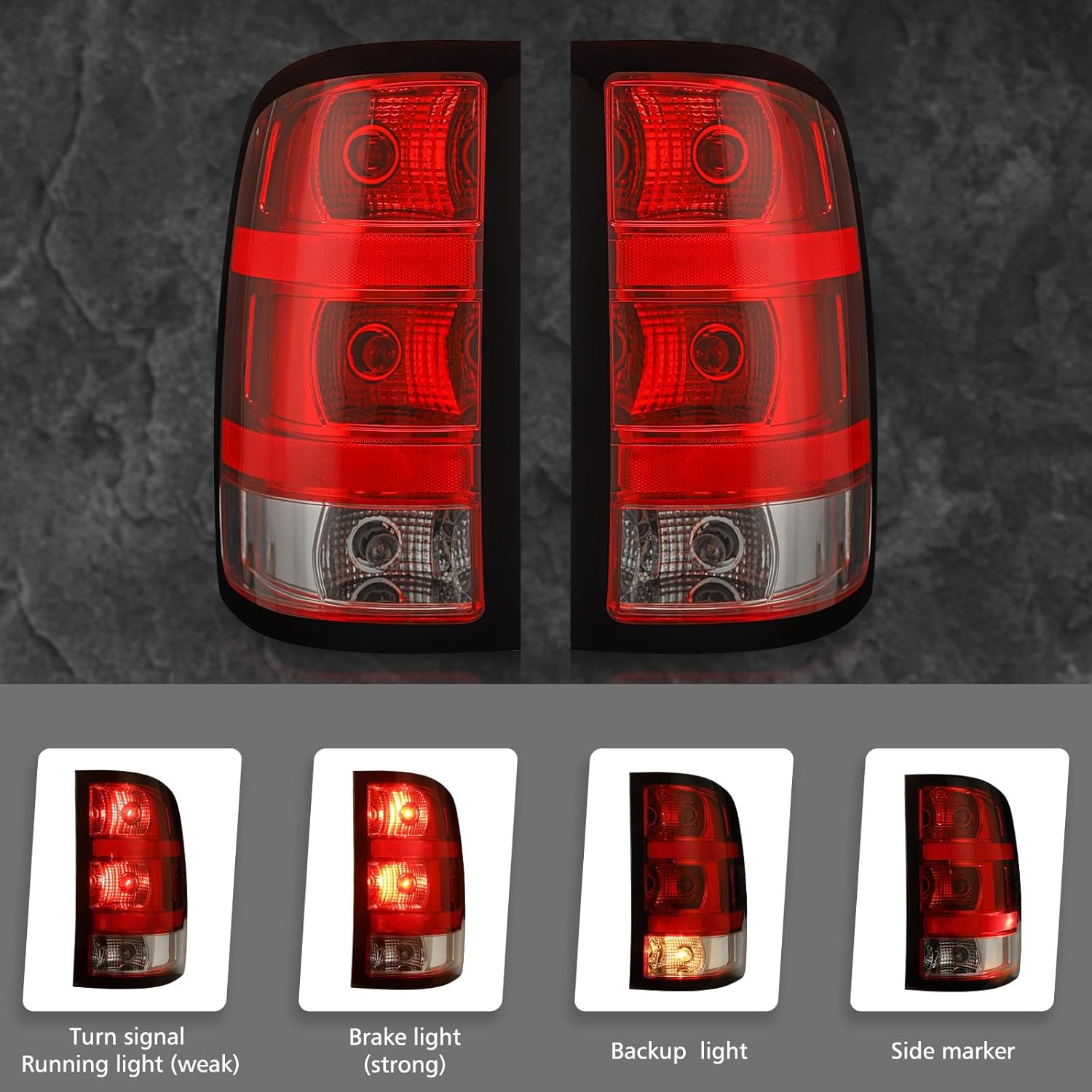 Tail Light Assembly Compatible with 2007-2013 GMC Sierra 1500 2500HD 3500HD Factory Style Pickup Truck Taillight Rear Brake Lamps OE Replacement, Driver Side