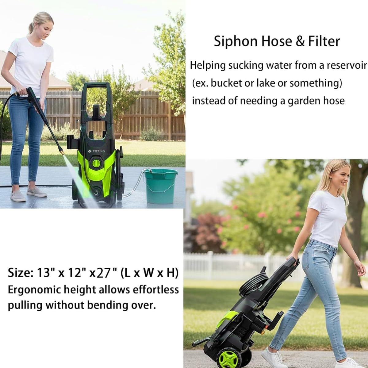 2026Upgraded Pressure Washer 4300PSI 2.8GPM with 4 Quick Connect Nozzles, Foam Cannon & Inlet Hose & Filter for Cars/Fences/Driveways/Home Cleaning, Green — view 5