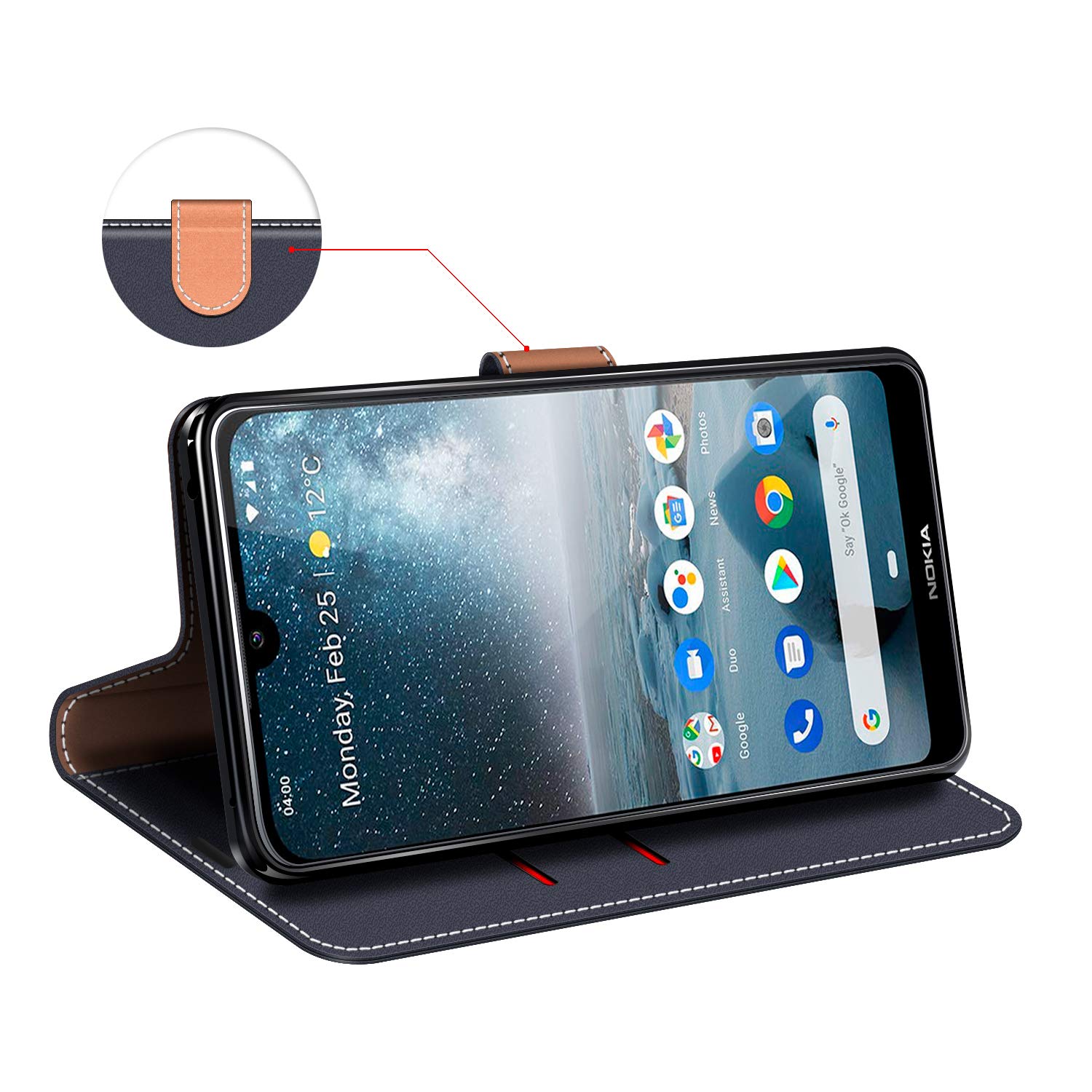 Custodia A Libro In Pelle Con Portafoglio Per Nokia 4.2 - Flip Cover Con Slot E Supporto, Interno TPU - 3