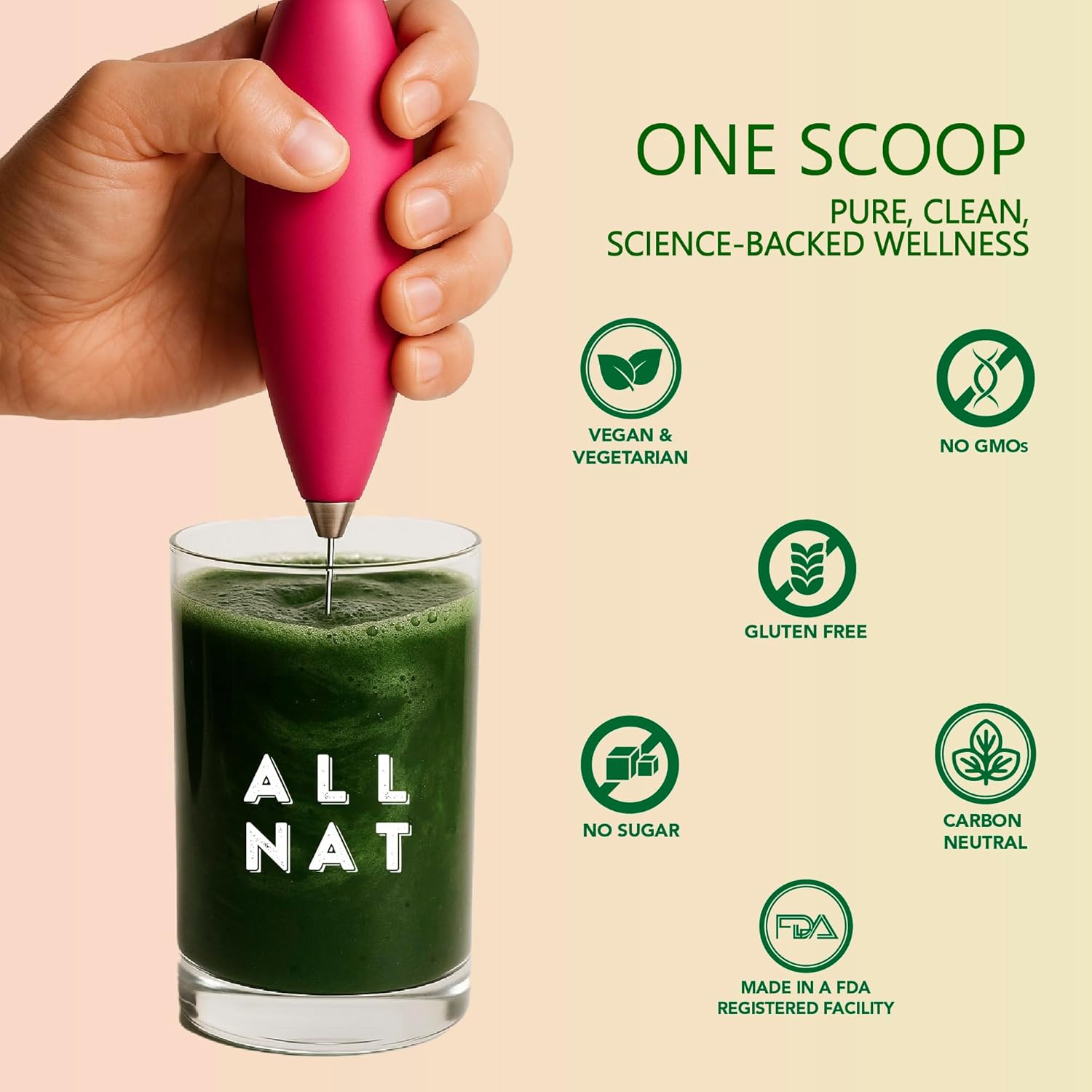 ALL NAT Super Greens Powder | Green Juice with 38 Superfoods, 11 Organic Nutrients, Amazonian Antioxidants | Gut Health, Detox & Immunity | Vegan, No Sugar – 30 Servings - Image 8