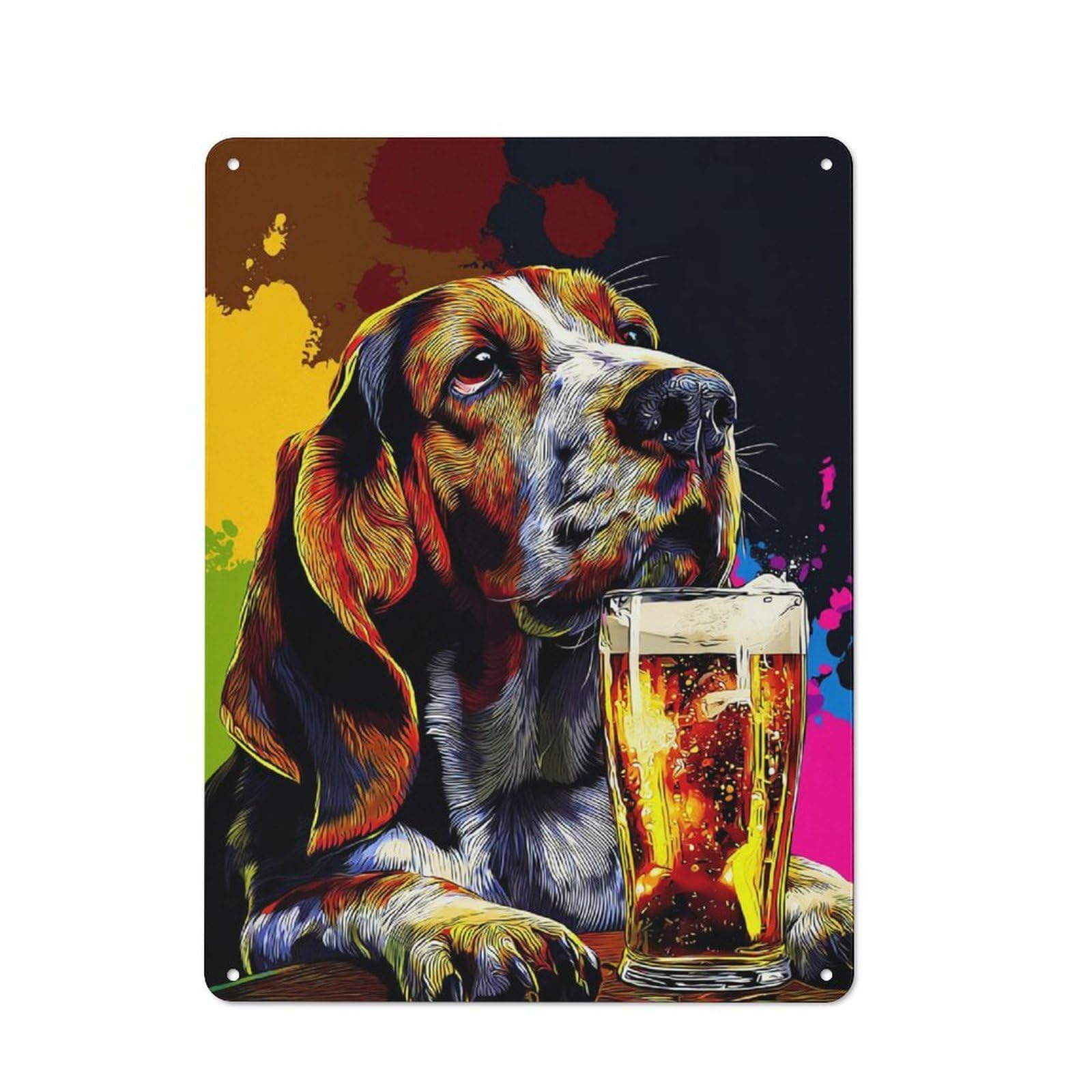 Shed Style Dog Drinking Beer Artwork Shed Metal Sign 40x30cm, Shed Wall Decor for Shed, Garden Room, Porch Or Garage