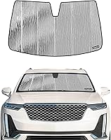Vista 9 de Parasol de parabrisas para Cadillac XT5 2017-2026, reversible plateado/negro