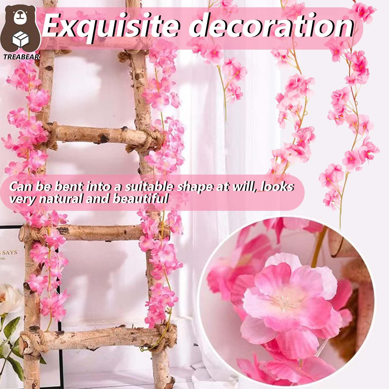 MINYULUA Lot de 3 branches de cerisier artificielles de 99,1 cm, arrangements de vase en soie pour décoration de maison, de mariage, blanc MINYULUA Lot de 3 branches de cerisier artificielles de 99,1 cm, arrangements de vase en soie pour décoration de maison, de mariage, blanc