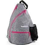 Mangrove Pickleball Bag for Women, Pickleball Backpack Adjustable Sling Bag with Fence Hook, Upgraded Capacity, Safety Pocket, Water Bottle Holder - 2023 Design Pickle Ball Paddle Bag (Gray/Pink)