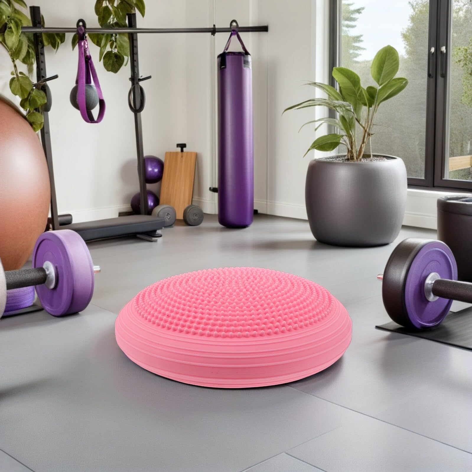Colchoneta de Yoga Rosa Redonda de Pvc Superficie de Masaje Antideslizante para Pilates y Rutinas de Fitness, Ligera y Compacta para Hombres y Mujeres