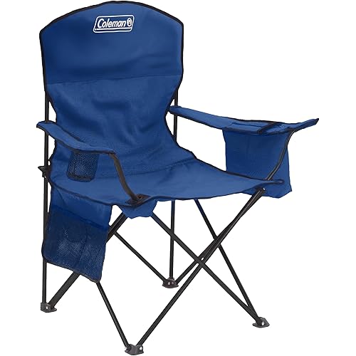 Coleman Portable Camping Chair with 4-Can Cooler, Cushioned Seat & Back with Side Pockets & Cup Holder, Carry Bag Included, Great for Camping, Tailgating, Firepits, Patio, & More