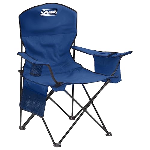 Coleman Portable Camping Chair with 4-Can Cooler, Cushioned Seat & Back with Side Pockets & Cup Holder, Carry Bag Included, Great for Camping, Tailgating, Firepits, Patio, & More