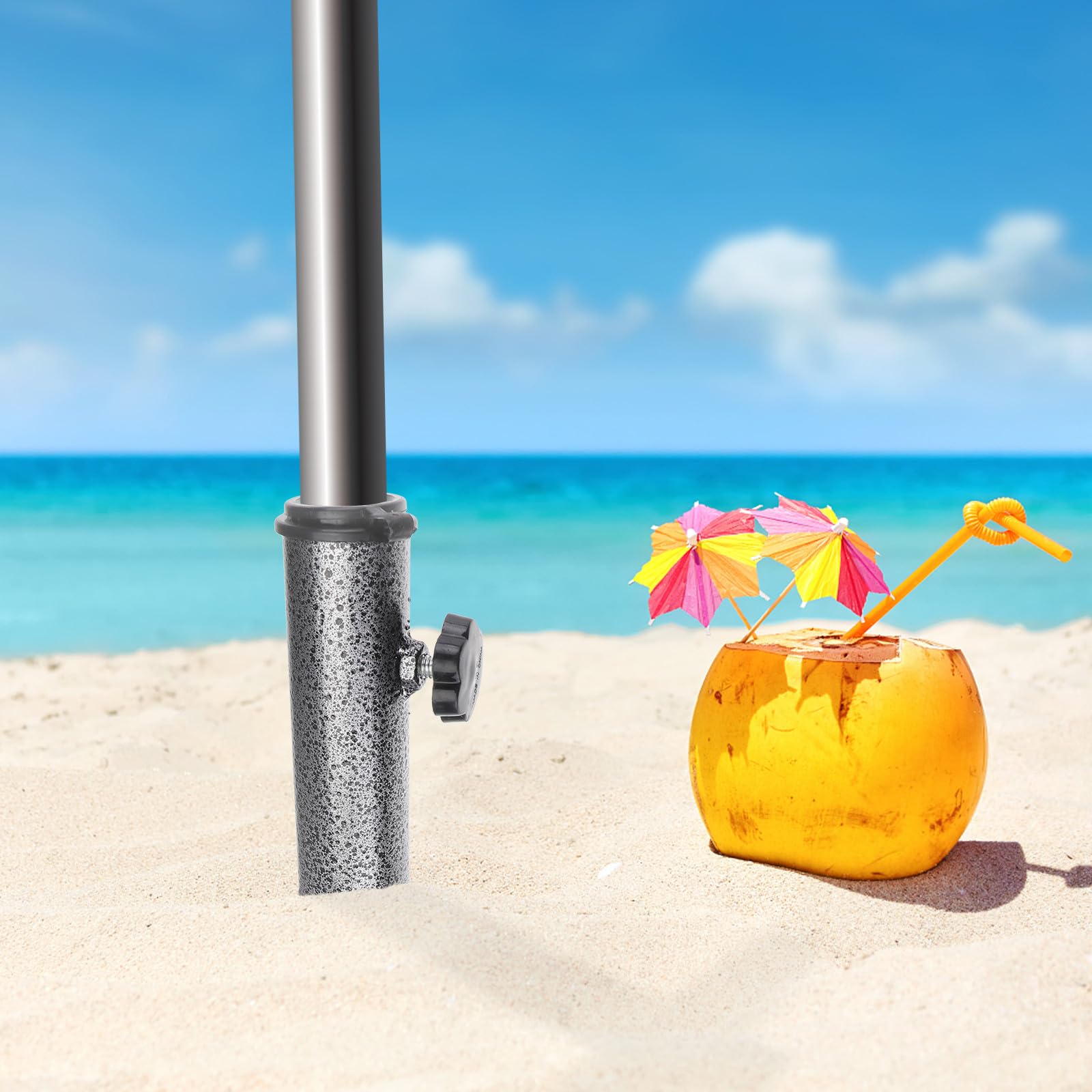 Stalowy stojak na parasole plażowe o wysokiej wytrzymałości, zestaw 2 stabilnych podstaw, do ogrodu i na kemping, do wietrznych warunków