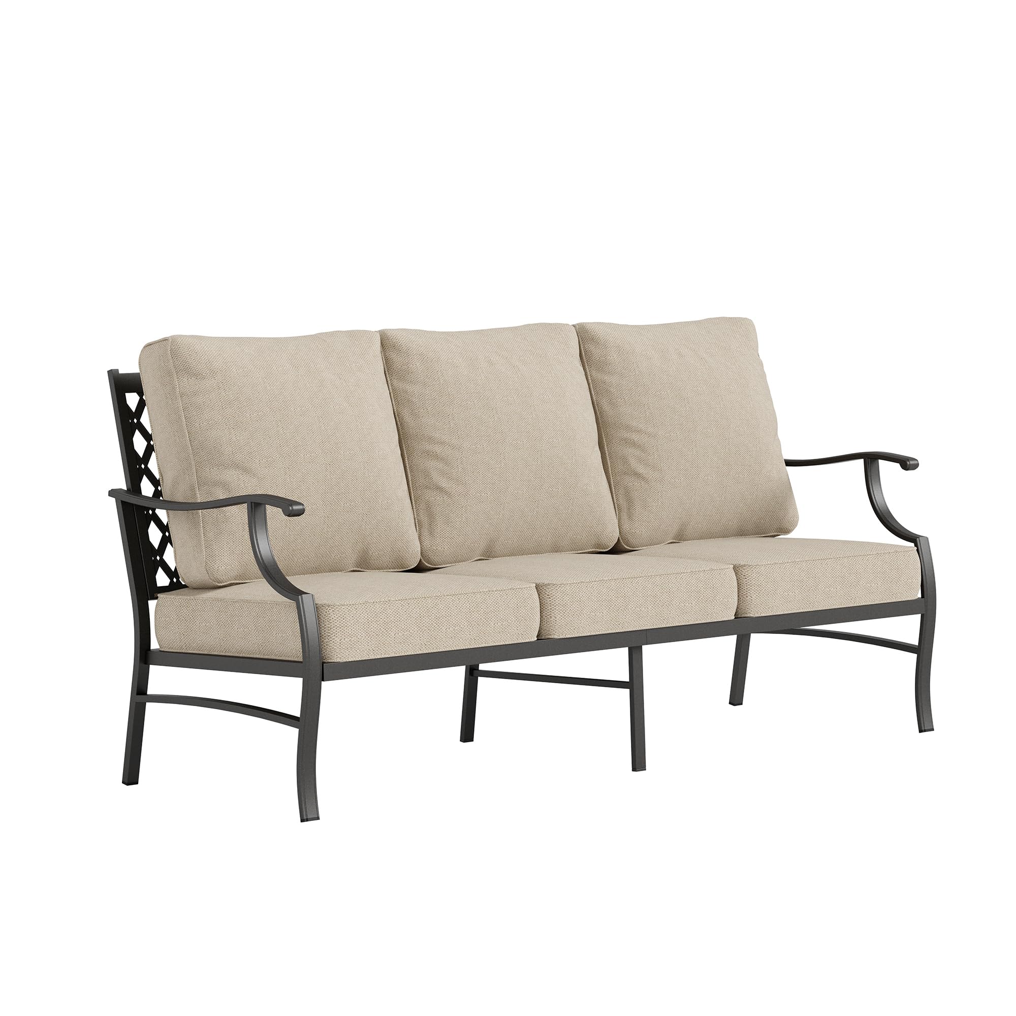 SUNSHINE VALLEY 3-Seat Outdoor Patio Sofa, Metal Frame, Beige