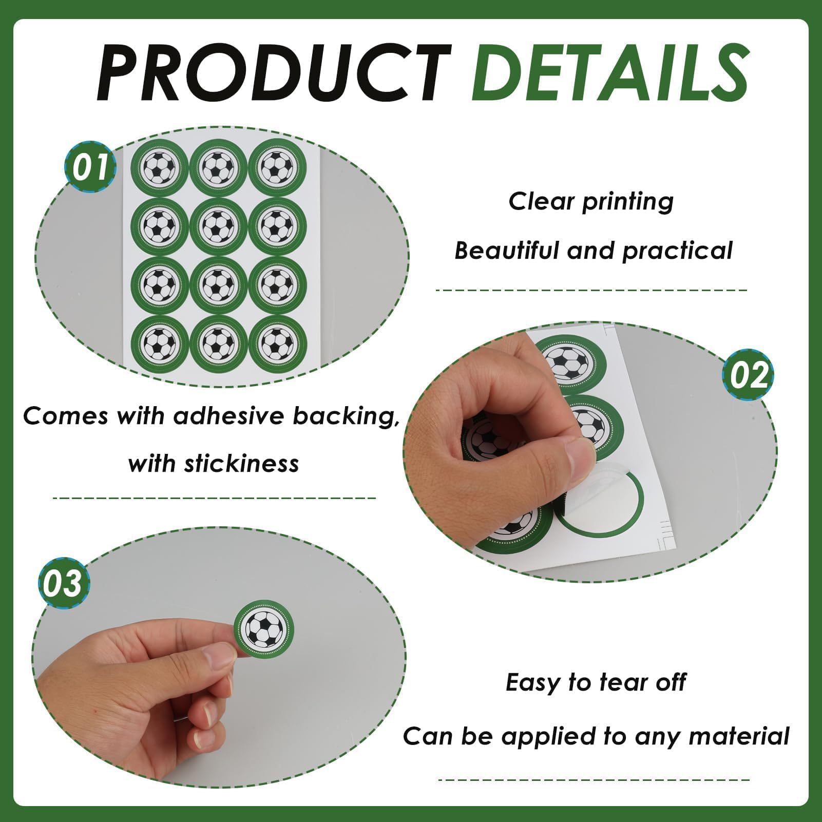 48 Premium Football Stickers for Kids, 3cm Vinyl Soccer Ball Decals for Scrapbooks Party Decorations & Rewards - Image 3
