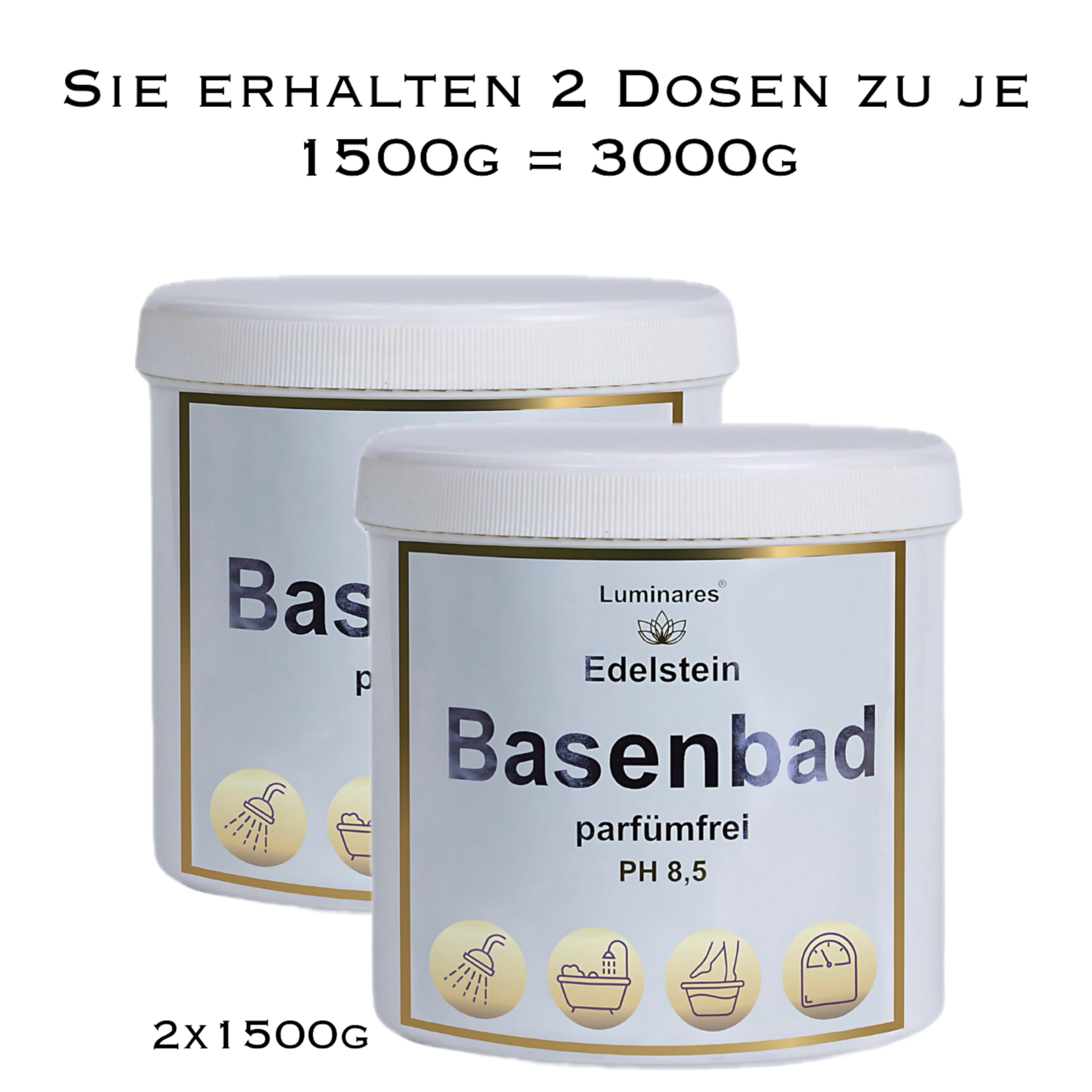 Luminares Bagno basico, sale da bagno basico per disintossicazione e disacidificazione, bagno completo, pediluvio, peeling, 3000 g di gemma luminosa