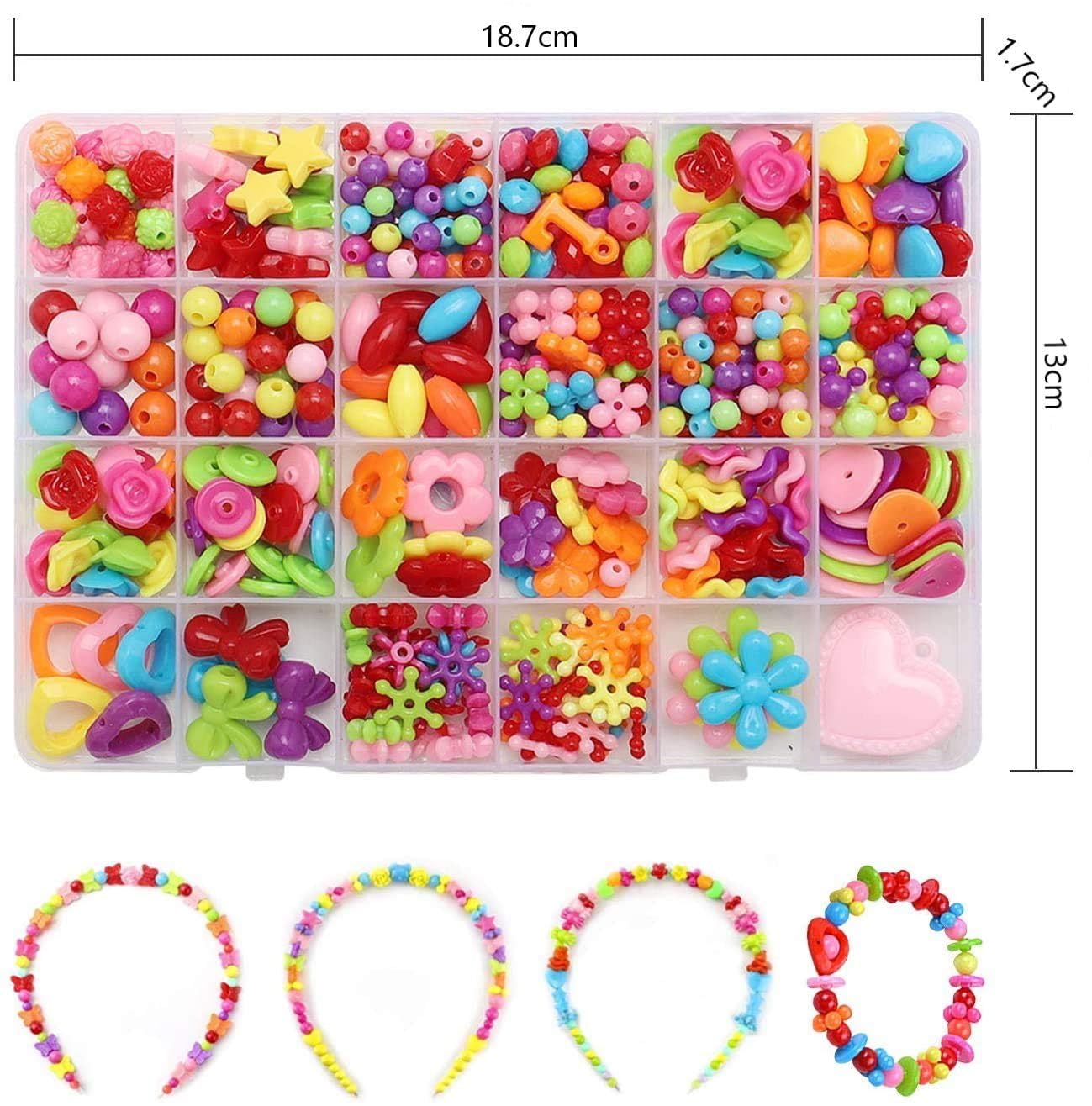 ZINLEY Beads for Kids Crafts Children's Jewelry Making Kit DIY Bracelets Necklace Hairband and Rings Craft Kits Birthday for 4, 5, 6, 7-Year-Old Little Girls-Multicolor (DIYBeadsSet-3) 3