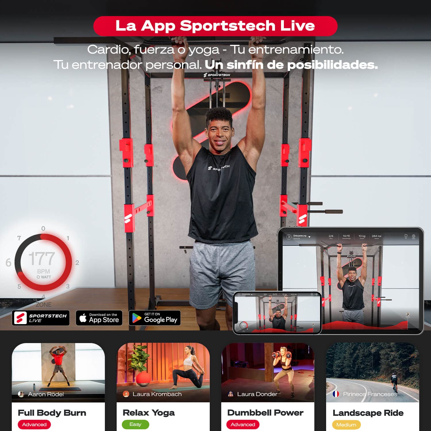 Sportstech Power Tower PT300 | Estación Multifuncional de Entrenamiento 7in1 | Torre de Musculación para Dominadas y Dips | Agarres para Flexiones + Anillas para Cuerdas de Resistencia y Suspensión