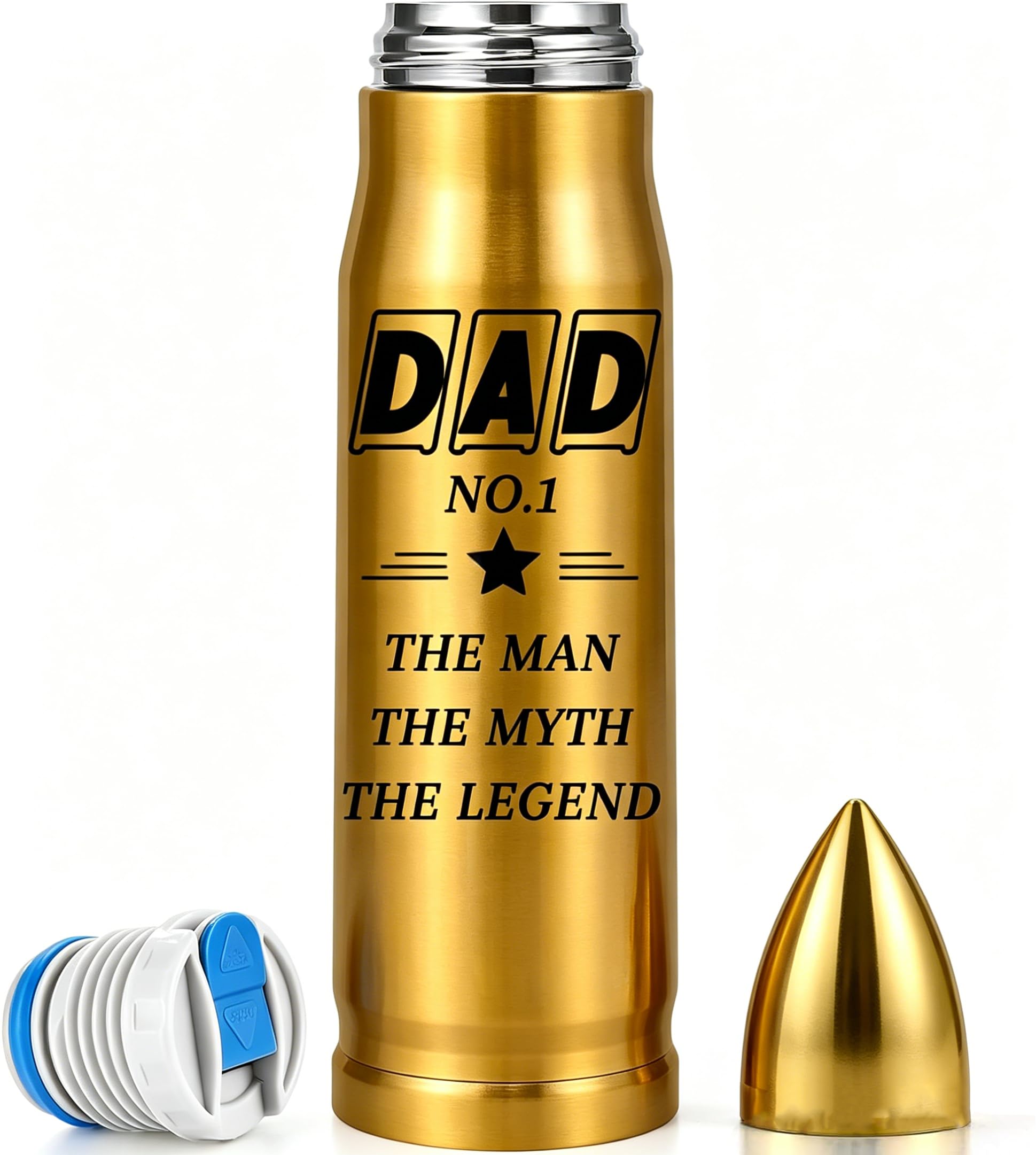 Gift for Dad, Father's Day Birthday Gifts,Stainless Golden Stainless Steel Thermos Mug 500ml, Gift for Dad from Daughter, Son, Birthday Christmas Fathers Day Presents for Dad