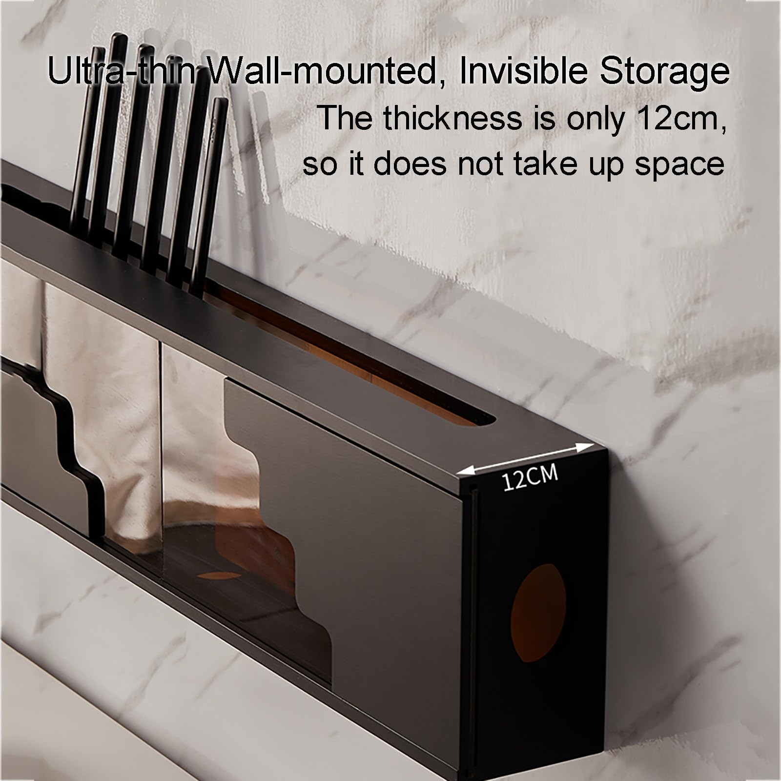 Generisch Wandmontierte Aufbewahrungsbox für WLAN-Router – Kabelorganizer aus weißem Holz und Glas, dekoratives Hängeregal für Zuhause/Zimmer – 50 cm/20 Zoll Steckdosenhalterung