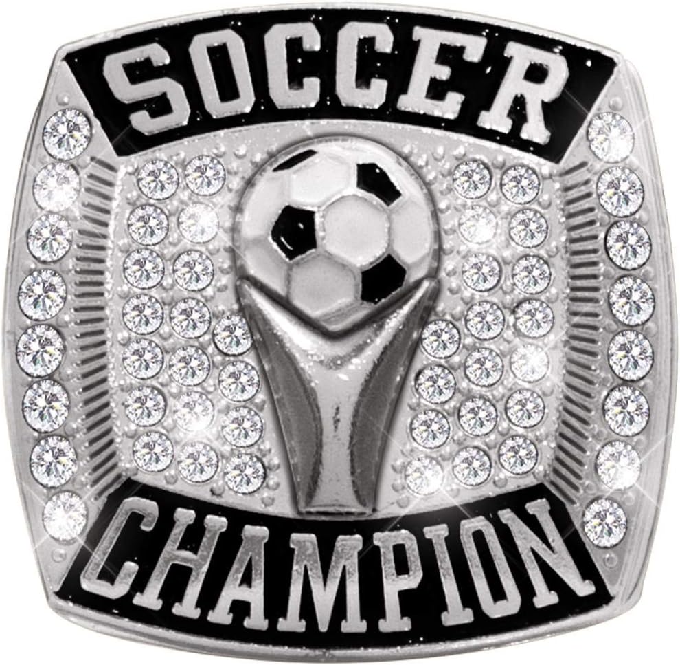 Crown Awards Soccer Rings, Silver Deluxe Soccer Champion Ring, Choose Your Ring Size Prime