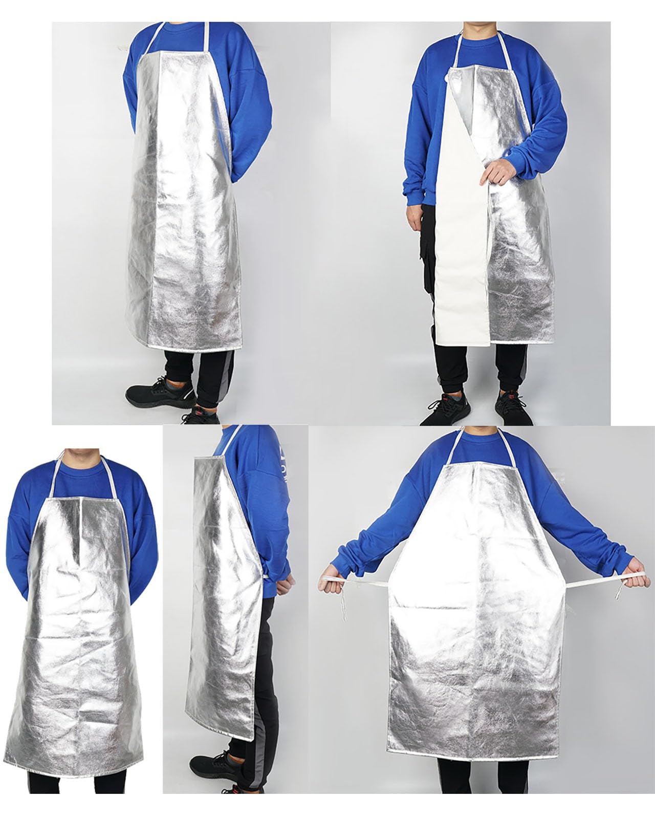YXXSDP Papel de aluminio Delantal 1 2 5 10 Paquete con cordones, Delantal de papel de aluminio resistente a altas temperaturas, seguridad laboral y ropa protectora