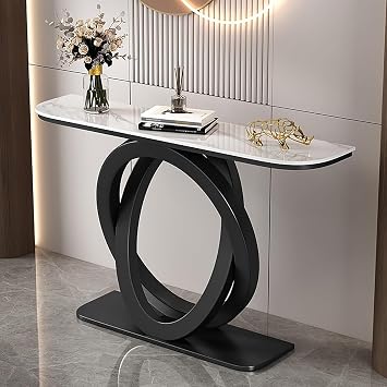 Entryway Console Table Modern Console Table Sofa Table Entryway Table for Hallway Entrance Table Geometric Metal Frame for Hallway, FoyerBlack 3,100x30cm/39.5x12in