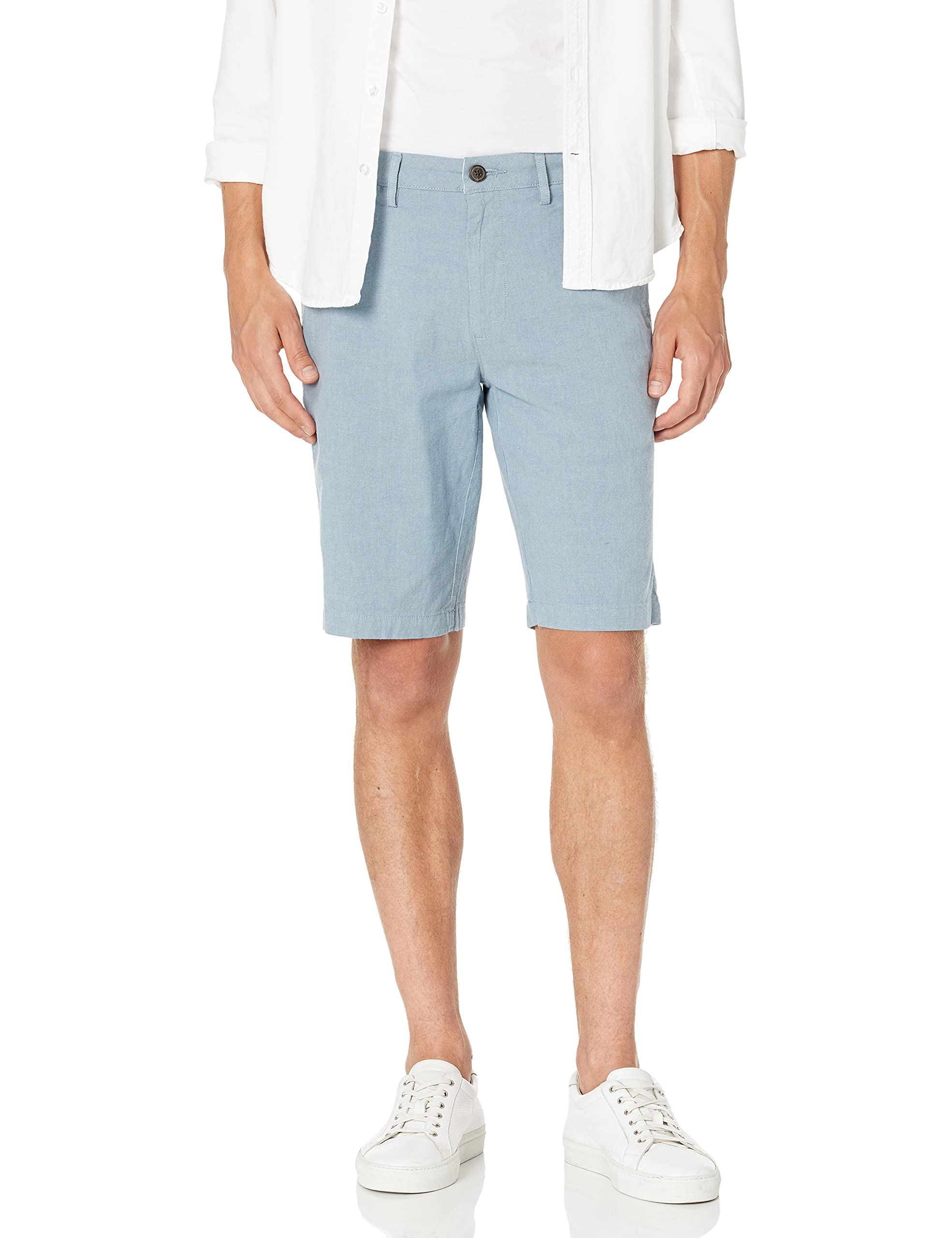 Amazon Essentials Men's Slim-Fit 11" Lightweight Comfort Stretch Oxford Shorts, Pale Blue, 31