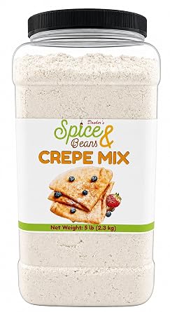 Crepe Mix 5 lb | Easy Crepe Batter Mix | Sweet & Savory Crepes, Breakfast, Brunch & Dessert Recipes | Bulk Resealable Container | Dashers Spice & Beans