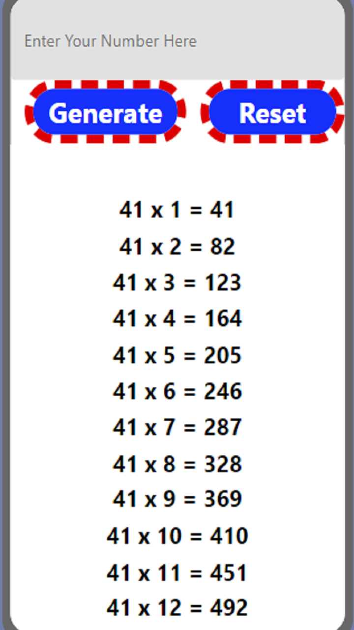 Multiplication Table Generator by David App on the Amazon Appstore