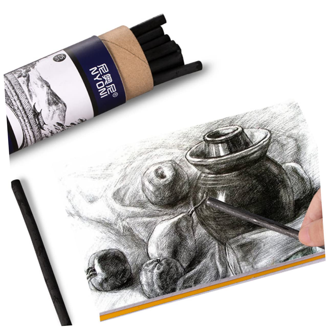 AUTSUPPL 25Pcs Willow Charcoal Sketch Pencils Charcoal Drawing Bars for Art Drawing and Sketching Charcoal Pencils for Artists