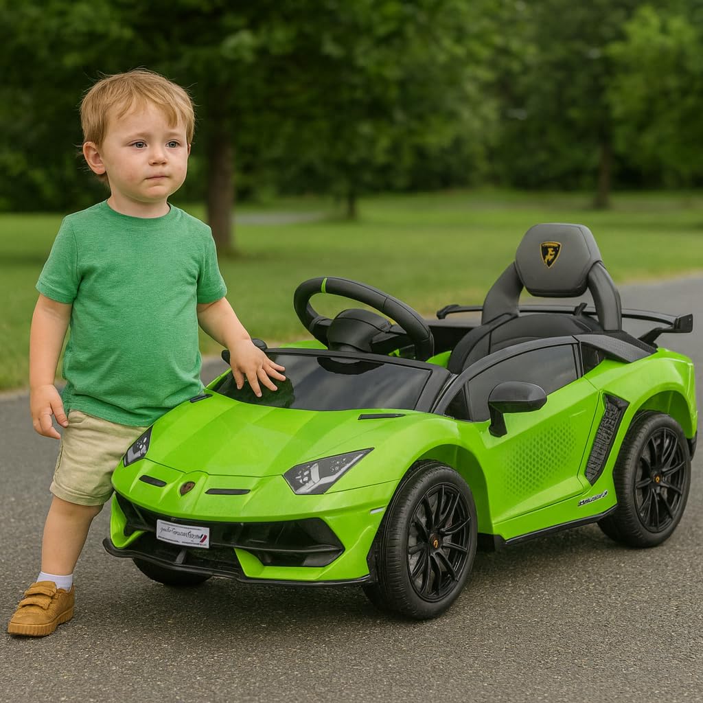 Baroni Toys Lamborghini Baby Car Elettrica 6V con Telecomando Genitori, Suoni, MP3, Retromarcia, Auto per Bambini 1-4 Anni, 100x60x50 cm Verde