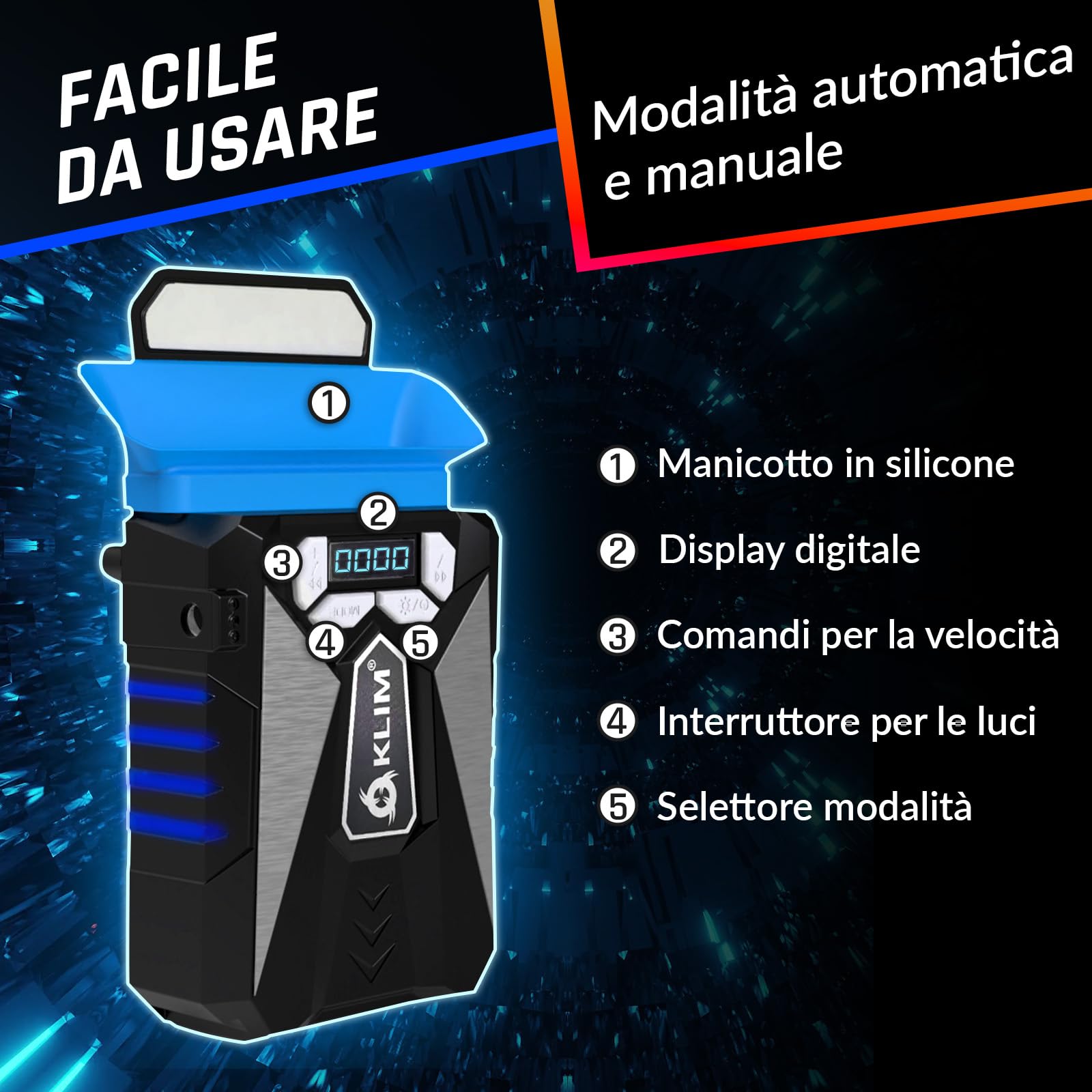 KLIM Cool Universal Raffreddatore per PC Portatile USB Ventola Raffreddamento Blu