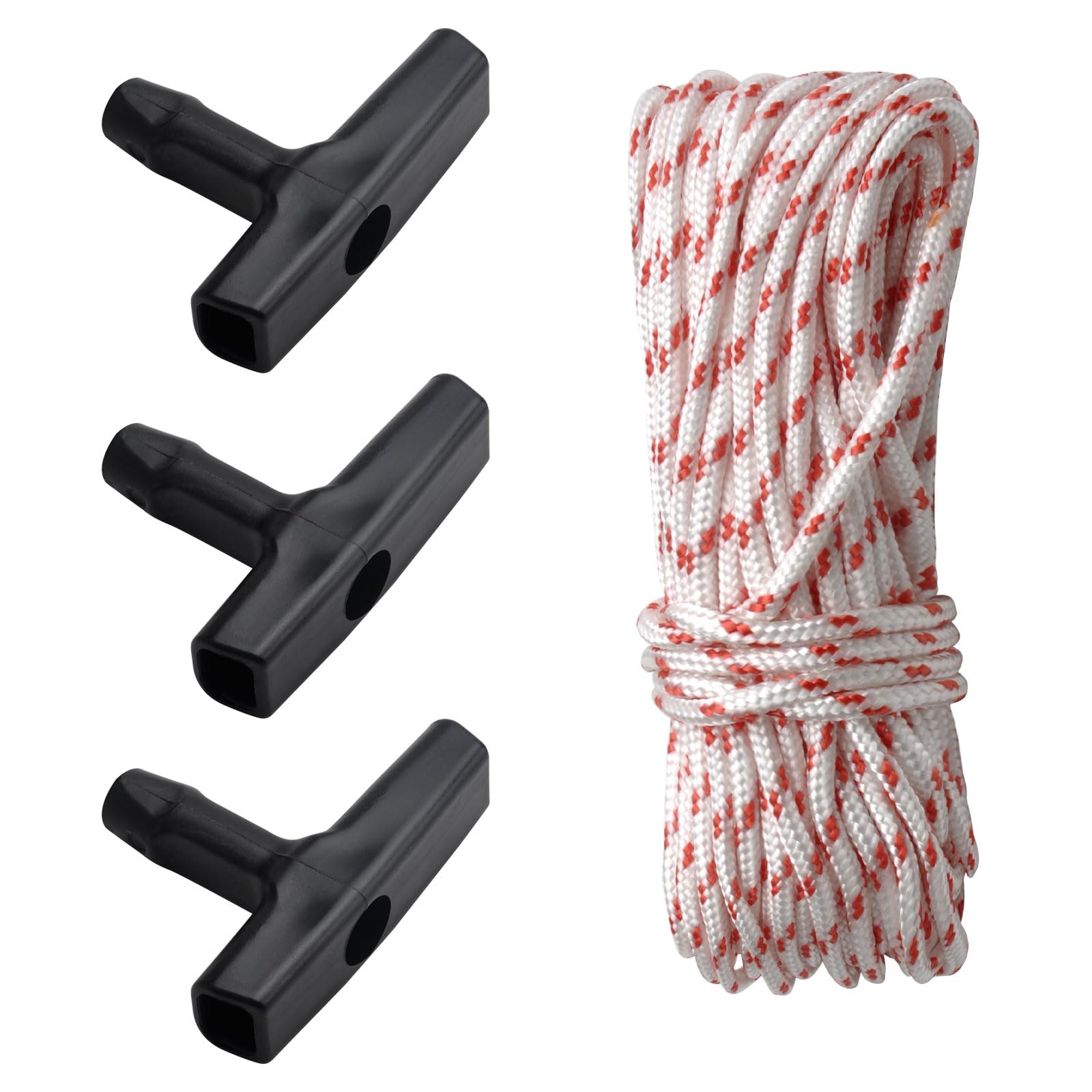 HENGBIRD Starter Rope 10 m 3.0 mm Pull Cord with 3 Pieces Starter Handle, Starter Rope Pull Rope for Lawnmower Chainsaw Trimmer Edger Brush Cutter Motor Parts