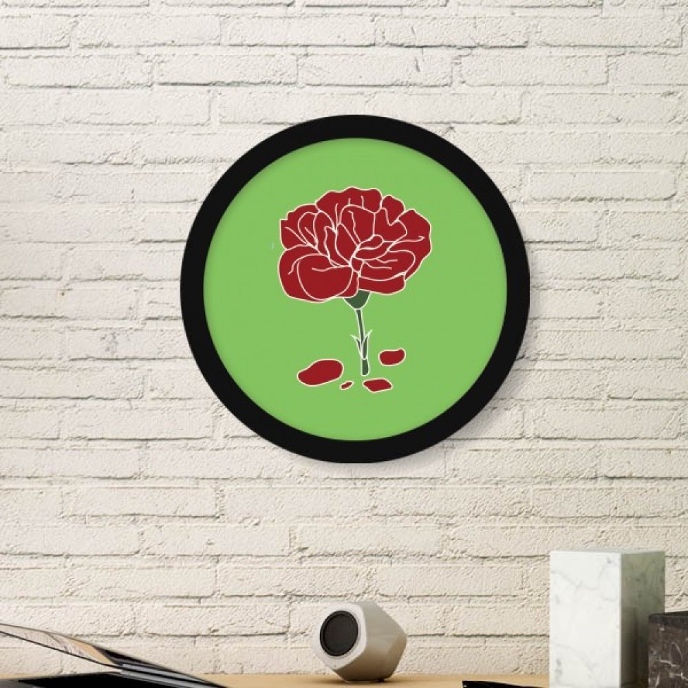 Cadre photo rond bois noir grand format peinture fleur carnation rouge