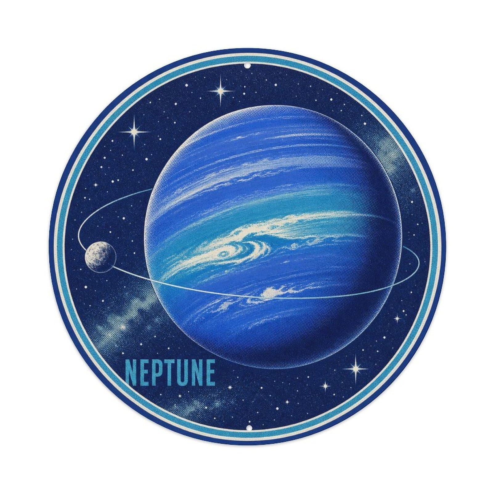 Space Exploration Celestial Neptune Blue Planet Metal Tin Sign