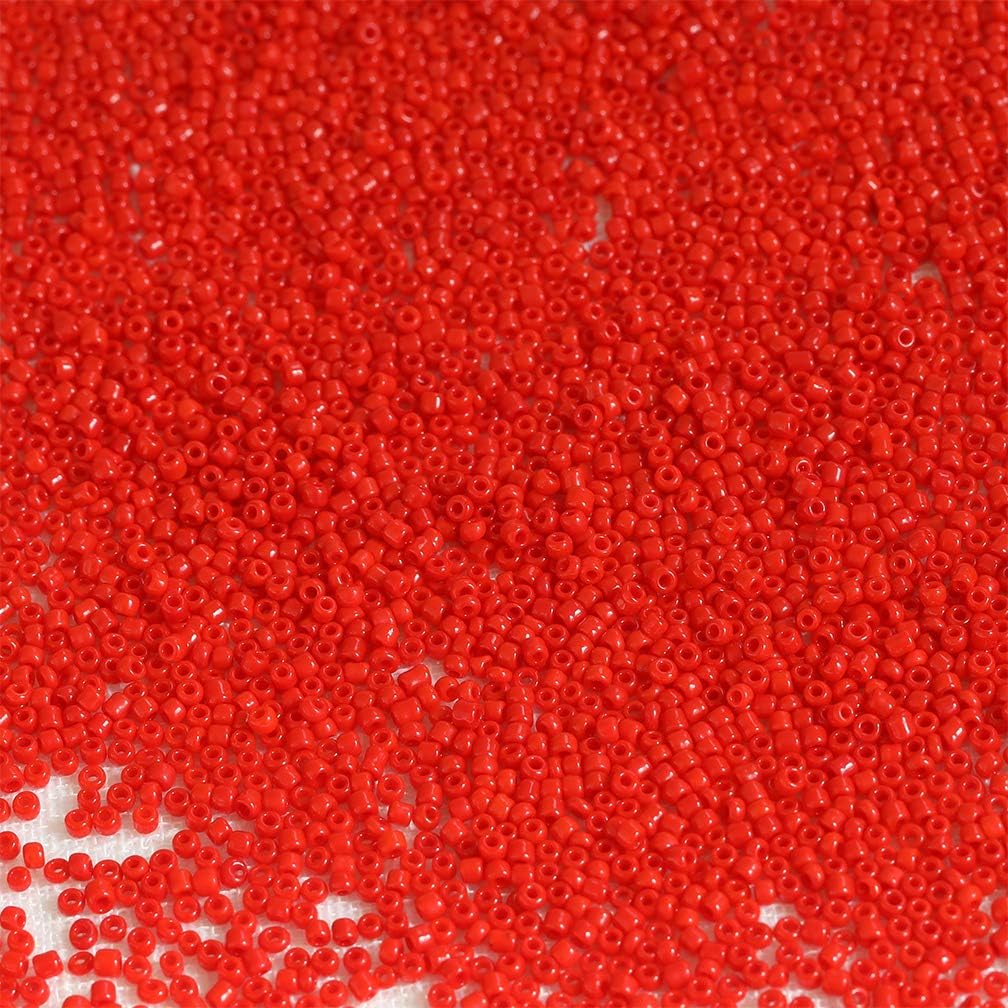Size 12/0 Crafts Glass Seed Beads 2mm Red Beads for Jewelry Making (Total About 100g About 11000pcs)