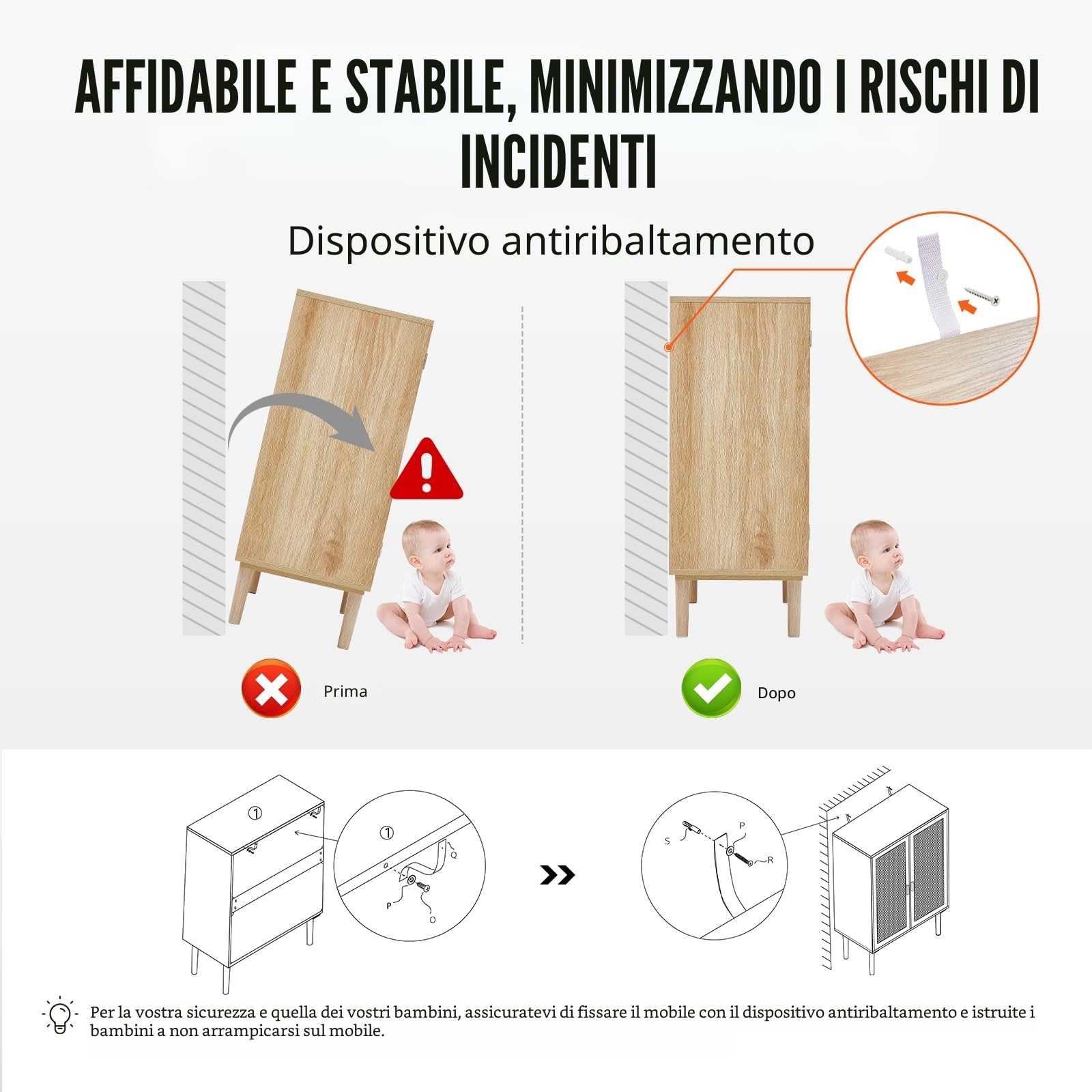 VEVOR Set di 2 Armadietti in Rattan, Armadio Portaoggetti in Rattan con 4 Ante Magnetiche e Ripiani Regolabili, Credenza Portaoggetti per Corridoio, Ingresso, Soggiorno o Cucina, Mobiletto da Casa