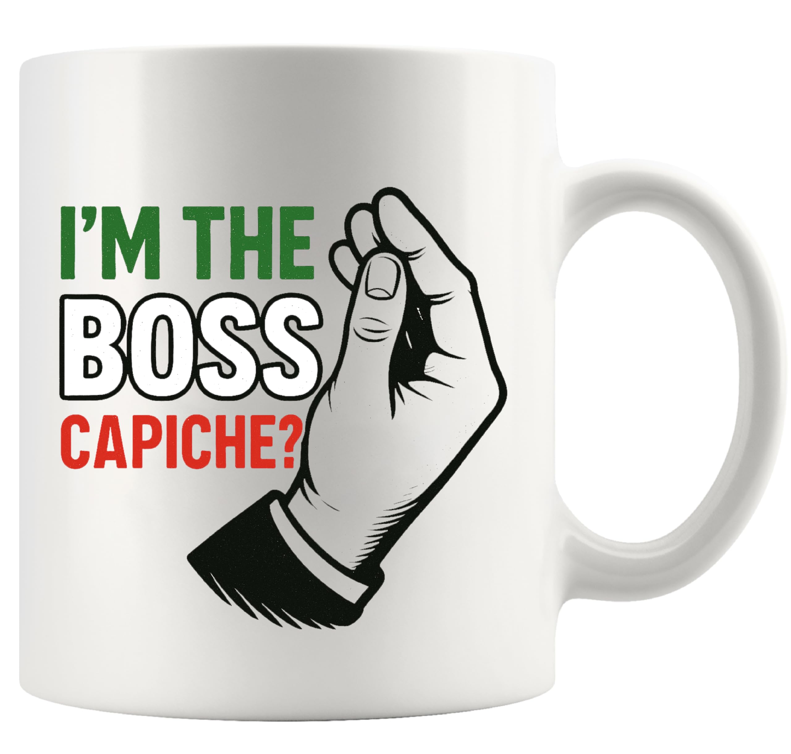 Panvola I'm The Boss Capiche Italian Italy Gifts From Italian Citizen Husband Wife Boyfriend Girlfriend Grandfather Grandmother Ceramic Mug 11 oz White