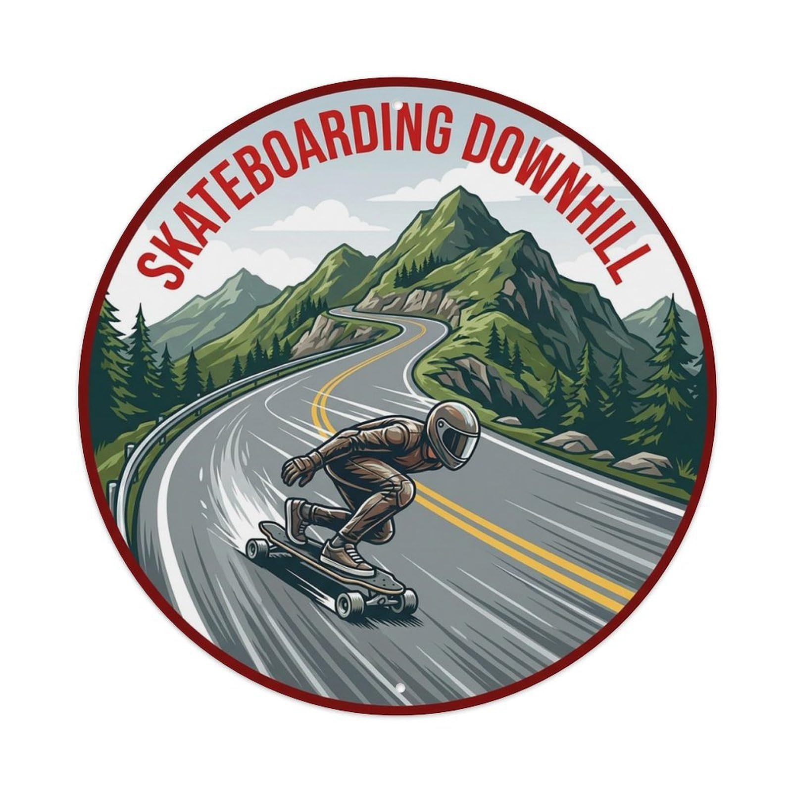 Vintage Skateboarding Downhill Extreme Sports Vintage Metal Tin Sign Plaque Wall Decor for Cafe, Club Bar, Office, Garden Metal Poster 8x8Inch