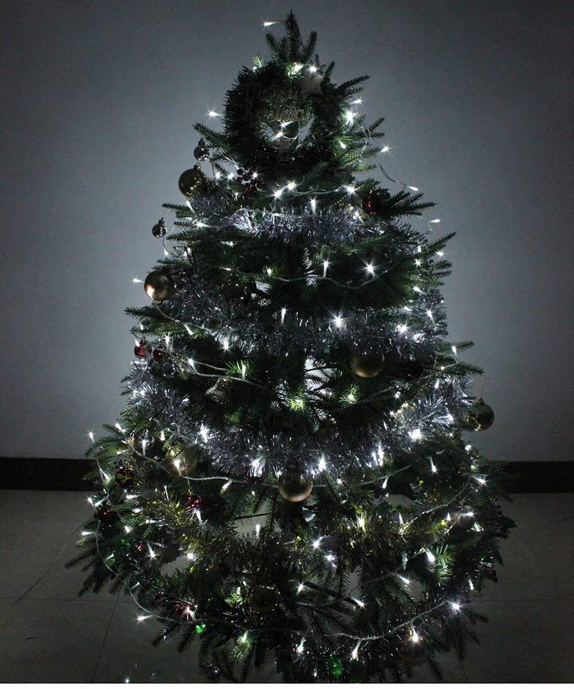 Yosion Led Christmas Lights String Fairy Lights On Clear Cable With 8 Modes Timer Dimmable Ideal For Home Christmas Halloween Wedding Party 500 Le Ds Day White