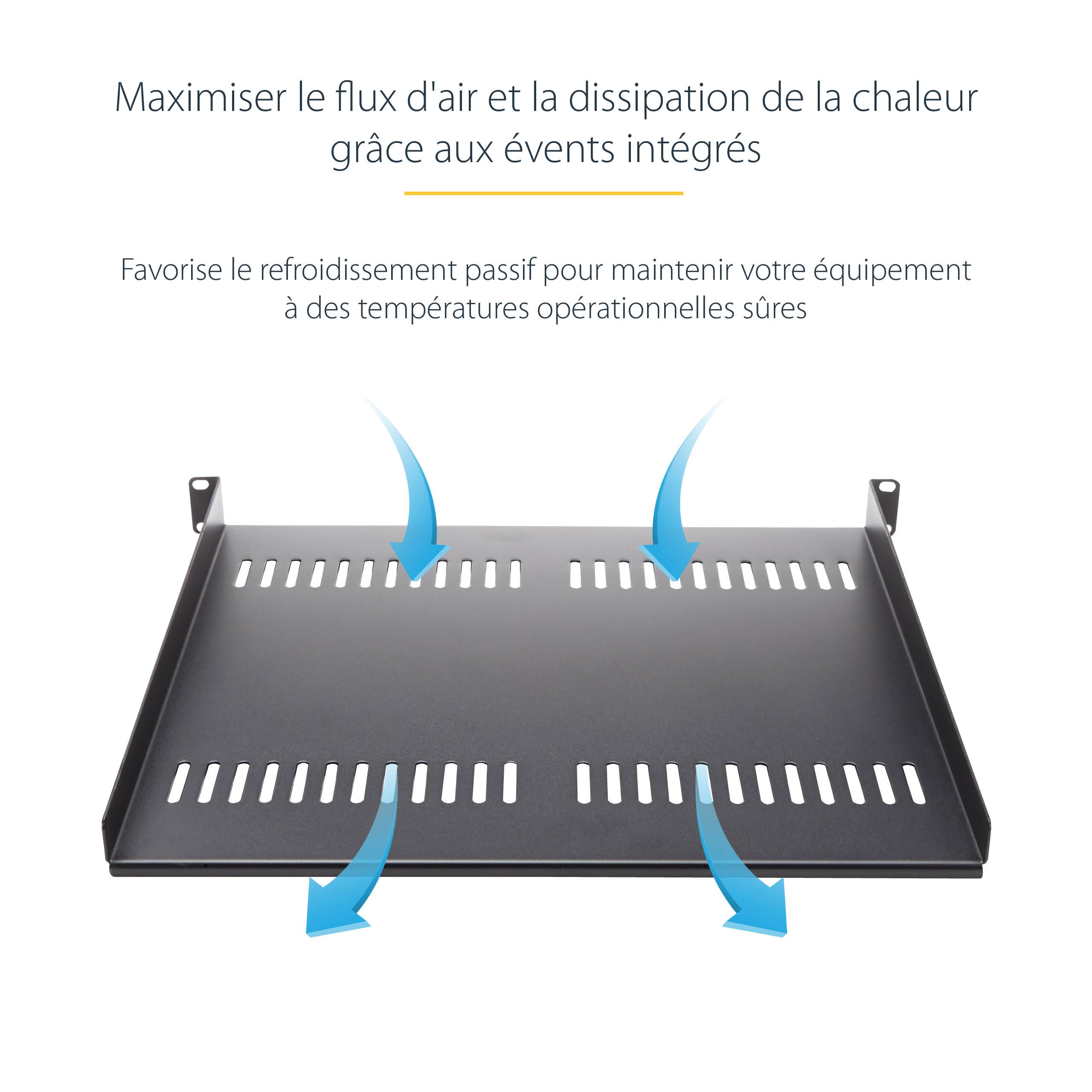 StarTech.com Étagère Rack Serveur 1U Plateau Cantilever Universel Ventilé 19" 20kg 25cm