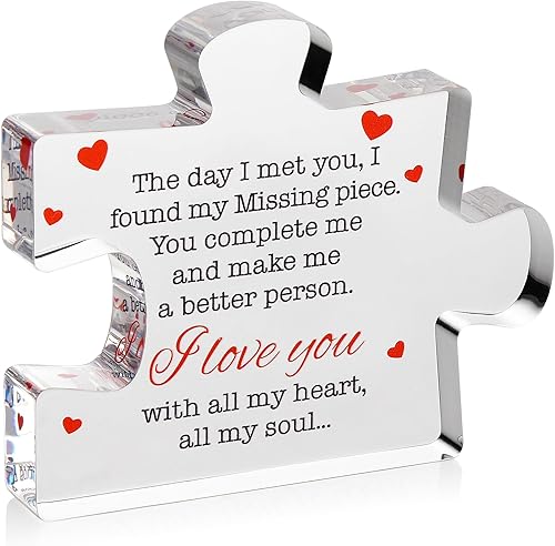 Regalos para el día de San Valentín Regalos para él, ella Rompecabezas acrílico impreso mensaje Cumpleaños, boda para novio, novia Regalos de I