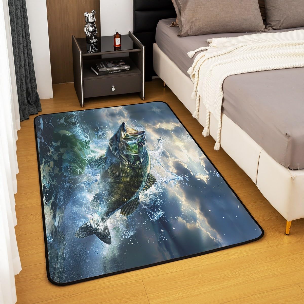 Feelyou 3x5 Fish Area Rug for Living Room Bedroom, Multicolor, Modern, Rectangular, Low Pile, Non Slip Backing, Machine Made, Cotton, Indoor, Kids